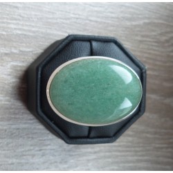 Zilveren ring gezet met brede ovale Aventurijn maat 18 mm
