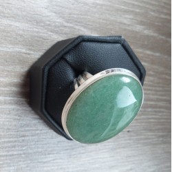 Zilveren ring gezet met brede ovale Aventurijn maat 18 mm