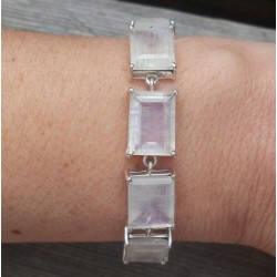 Zilveren armband gezet met rechthoekige facet Maanstenen