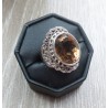 Zilveren ring met Citrien gezet in bewerkte setting 17.3 mm