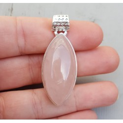 Zilveren hanger met marquise cabochon Rozenkwarts
