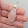 Zilveren hanger met marquise cabochon Rozenkwarts