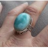 Zilveren ring met Larimar in bewerkte setting 18 mm