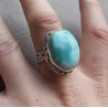 Zilveren ring met Larimar in bewerkte setting 18 mm