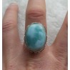 Zilveren ring met Larimar in bewerkte setting 18 mm