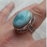Zilveren ring met Larimar in bewerkte setting 18 mm