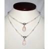 Zilveren dubbele ketting met Rozenkwarts en hanger