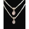 Zilveren dubbele ketting met Rozenkwarts en hanger