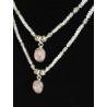Zilveren dubbele ketting met Rozenkwarts en hanger