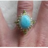 Zilveren ring gezet met Larimar en Peridot maat 17 mm
