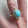 Zilveren ring gezet met Larimar en Peridot maat 17 mm