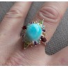 Zilveren ring gezet met Larimar en multi edelsteen 18 mm