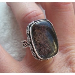 Zilveren ring met Toermalijnkwarts bewerkte setting 18 mm