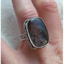 Zilveren ring met Toermalijnkwarts bewerkte setting 18 mm