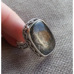 Zilveren ring met Toermalijnkwarts bewerkte setting 18 mm