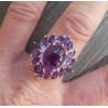 Zilveren ring gezet met facet Amethist en cabochon Amethist 19 m