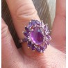 Zilveren ring gezet met facet Amethist en cabochon Amethist 19 m