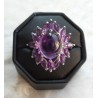 Zilveren ring gezet met facet Amethist en cabochon Amethist 19 m