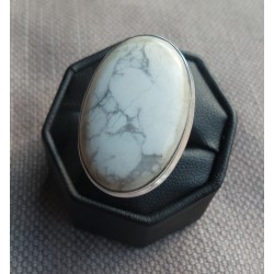 Zilveren ring gezet met Howliet ring maat 17 mm