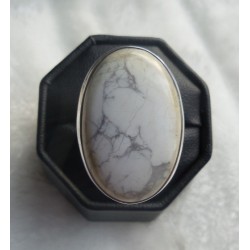 Zilveren ring gezet met Howliet ring maat 17 mm