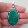 Zilveren hanger met grote ovale cabochon Chrysocolla