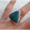 Zilveren ring gezet met driehoekige Azuriet maat 17 mm