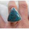 Zilveren ring gezet met driehoekige Azuriet maat 17 mm