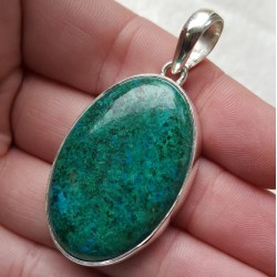 Zilveren hanger met grote ovale cabochon Chrysocolla