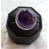 Zilveren ring gezet met ronde cabochon Amethist maat 19.7 mm