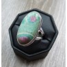 Zilveren ring gezet met ovale Robijn in Fuchsiet 17 mm