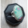 Zilveren ring gezet met ovale Robijn in Fuchsiet 17 mm