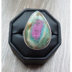 Zilveren ring met druppelvorm Robijn in Fuchsiet 18.5 mm