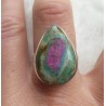 Zilveren ring met druppelvorm Robijn in Fuchsiet 18.5 mm