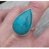 Zilveren ring gezet met druppelvorm Chrysocolla maat 19.7 mm