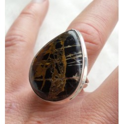 Zilveren ring gezet met druppelvorm Pilbara Jaspis 17 mm