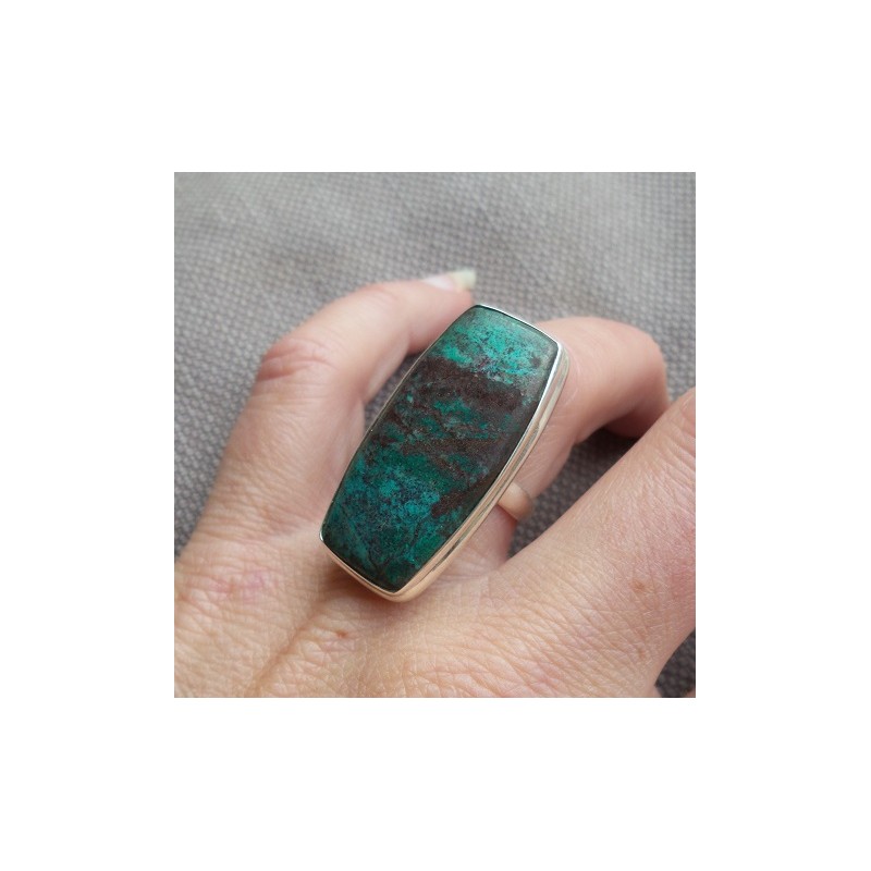 Zilveren ring met Sonora sunrise (chrysocolla met cupriet) 17.3