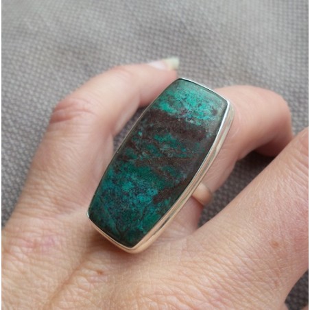 Zilveren ring met Sonora sunrise (chrysocolla met cupriet) 17.3