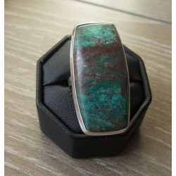 Zilveren ring met Sonora sunrise (chrysocolla met cupriet) 17.3
