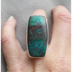 Zilveren ring met Sonora sunrise (chrysocolla met cupriet) 17.3