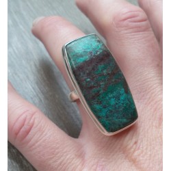 Zilveren ring met Sonora sunrise (chrysocolla met cupriet) 17.3