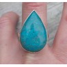 Zilveren ring gezet met druppelvorm Chrysocolla maat 19.7 mm