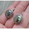 Zilveren oorbellen gezet met druzy Titanium in bewerkte setting