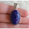 Zilveren hanger gezet met facet Lapis Lazuli bewerkte setting