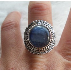 Zilveren ring gezet met ronde Kyaniet ring maat 18.5 mm