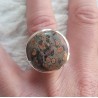 Zilveren ring gezet met ronde Luipaard Jaspis maat 17 mm