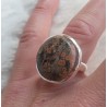 Zilveren ring gezet met ronde Luipaard Jaspis maat 17 mm