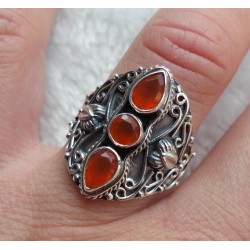 Zilveren ring gezet met Carneool ring maat 17.7 mm