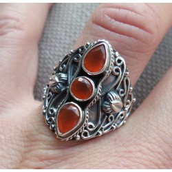 Zilveren ring gezet met Carneool ring maat 17.7 mm