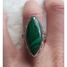 Zilveren ring met marquise Malachiet in bewerkte setting 18 mm