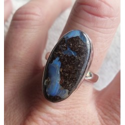 Zilveren ring gezet met Boulder Opaal ring maat 19.7 mm